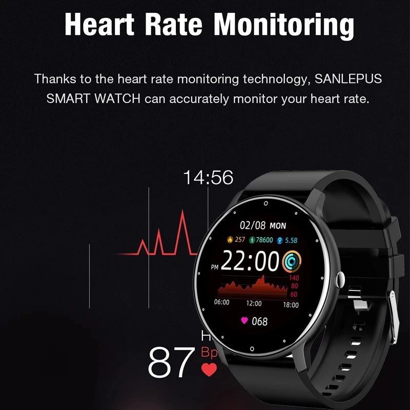 LIGE - Relógio SmartWatch Fitness, Monitor de Frequência Cardíaca, Impermeável, Xiaomi, Android, IOS, Esporte, 2024