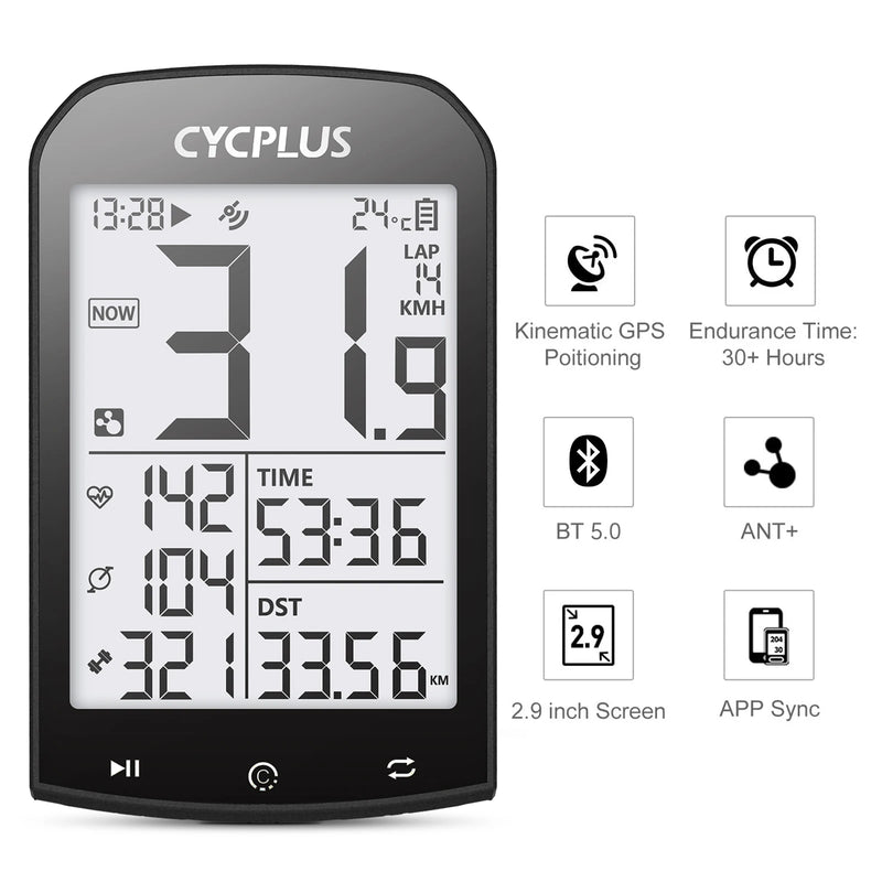 CYCPLUS M1 - Ciclocomputador GPS computador de bicicleta velocímetro ciclismo Bluetooth 5.0 ANT + medidor velocidade para Garmin Zwift acessórios da bicicleta