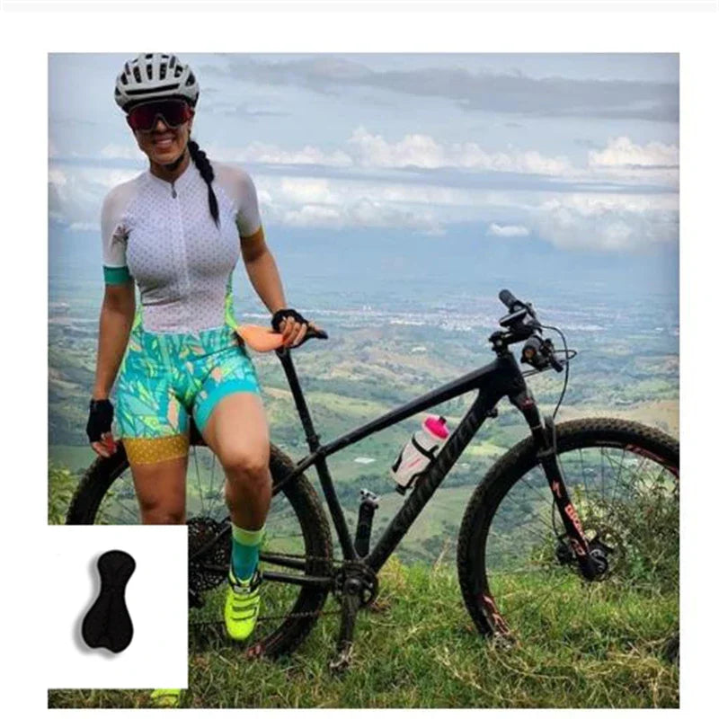 MACAQUINHO FEMININO – Macaquinho feminino respirável com manga curta ciclismo jersey, personalizado pro triathlon, senhoras gel pad, bicicleta macacão conjuntos, novo