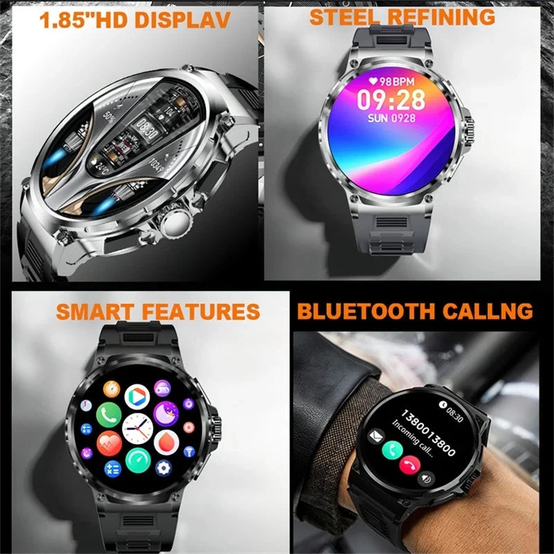 BOALZETD - Relógio SmartWatch 1.85 polegadas Ultra HD, GPS,  faixa Bluetooth chamada, 710 Mah grande bateria, esportes, fitness, para Huawei Xiaomi