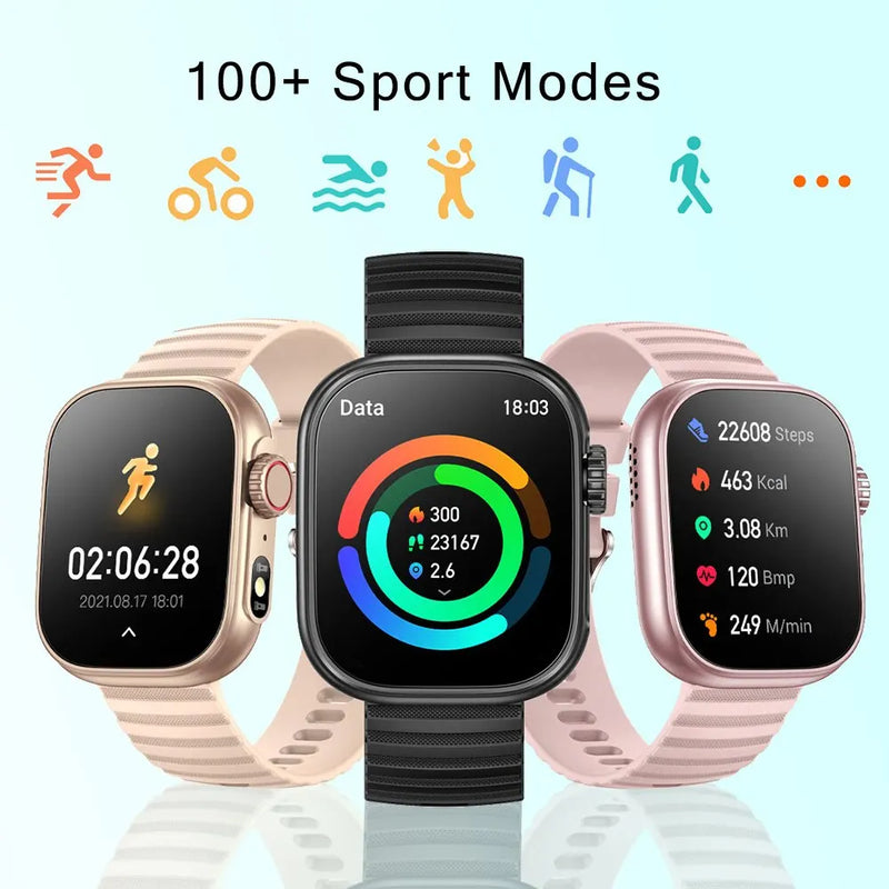 SENBONO - Relógio SmartWatch com lanterna LED, 100 + modos esportivos,  rastreador de fitness, temperatura corporal, tela 2.01 "tela