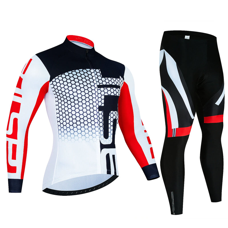 FUALRNY CONJUNTO INVERNO – Conjunto de agasalhos de manga comprida, Camiseta de ciclismo masculinas e feminino, camisa de mangas compridas, roupa de bicicleta, calça respirável, roupa de bicicleta MTB, primavera e outono, pro, jaqueta, bib