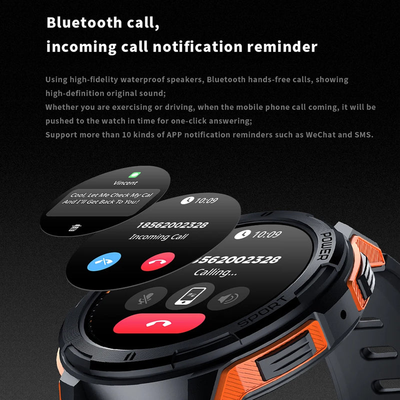 C25 - Relógio Smartwatch com Tela AMOLED 1.43", 1ATM, Impermeável, Monitor de Frequência Cardíaca, Esportivo, Chamada de Bluetooth