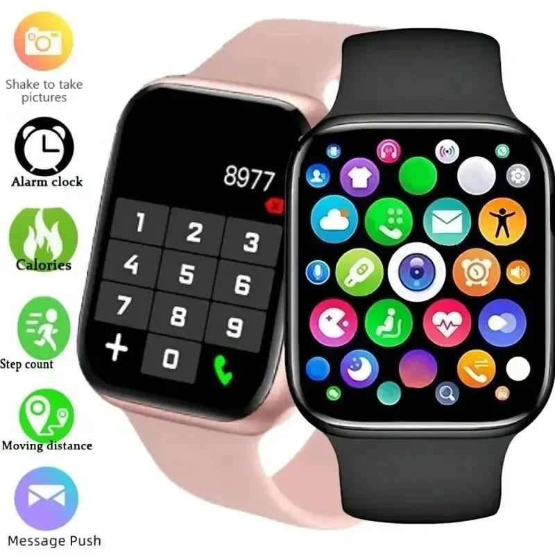 LAXASFIT - Novo Relógio SmartWatch com tela colorida de 1.73 polegadas Full Touch, Mostrador Personalizado, Chamada Bluetooth, Android, IOS