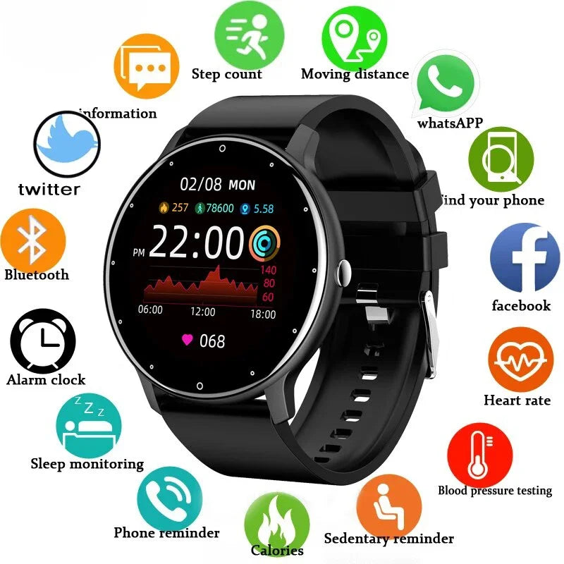 LIGE - Relógio SmartWatch Fitness, Monitor de Frequência Cardíaca, Impermeável, Xiaomi, Android, IOS, Esporte, 2024