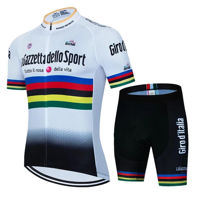 CONJUNTO GIRO D’ITALIA – Conjunto de camiseta e calção, bib, bermuda Giro d”Italia masculino e feminino Manga Curta Ciclismo Jersey Set, Roupa Bicicleta, Maillot Bicicleta, Respirável Ciclismo Jersey, Shorts Bib