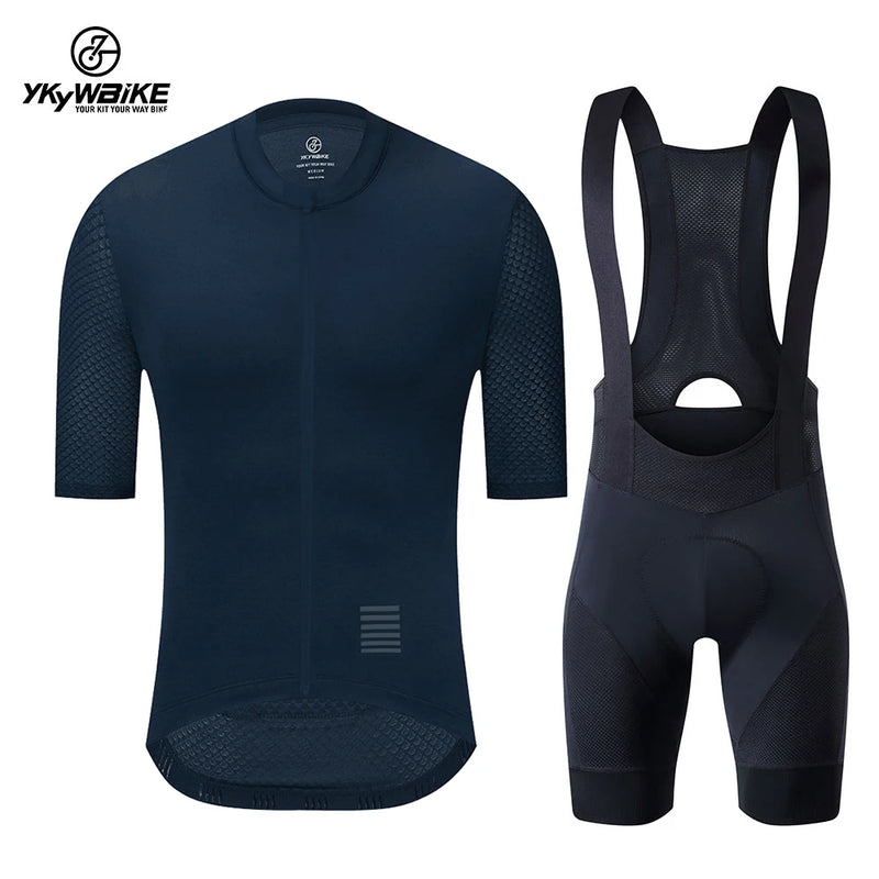 CONJUNTO YKYWBIKE Conjunto Reflexivo de camisa/camiseta manga curta de ciclismo e calção/bermuda/BIB, Ciclismo Jersey Set, MTB Clássico, Bib Shorts Kit, estrada, MTB, vestuário de bicicleta