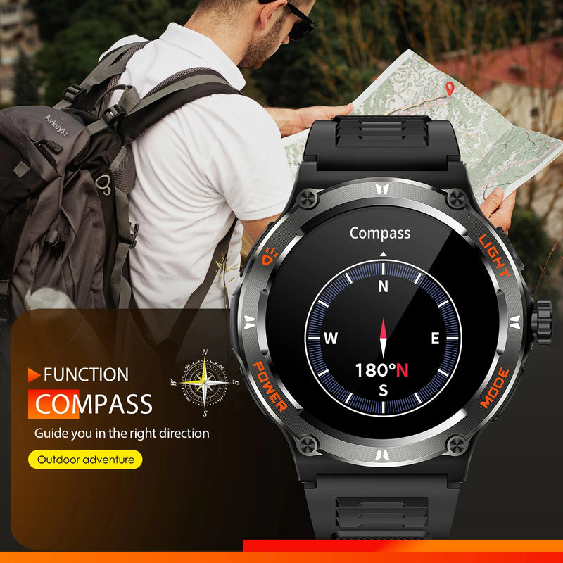 GUHUAVMI - Relógio Smartwatch de chamada Bluetooth, lanterna, inteligente, 3ATM, impermeável, 500mAh, bateria B, LED, 1.53 ", 2024