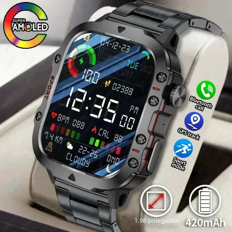 XIAOMI - Relógio SmartWatch Militar, IP68, 5ATM, esportes ao ar livre, rastreador de fitness, monitor de saúde, 1,96 ", chamada BT, 2021