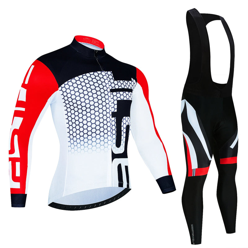 FUALRNY CONJUNTO INVERNO – Conjunto de agasalhos de manga comprida, Camiseta de ciclismo masculinas e feminino, camisa de mangas compridas, roupa de bicicleta, calça respirável, roupa de bicicleta MTB, primavera e outono, pro, jaqueta, bib