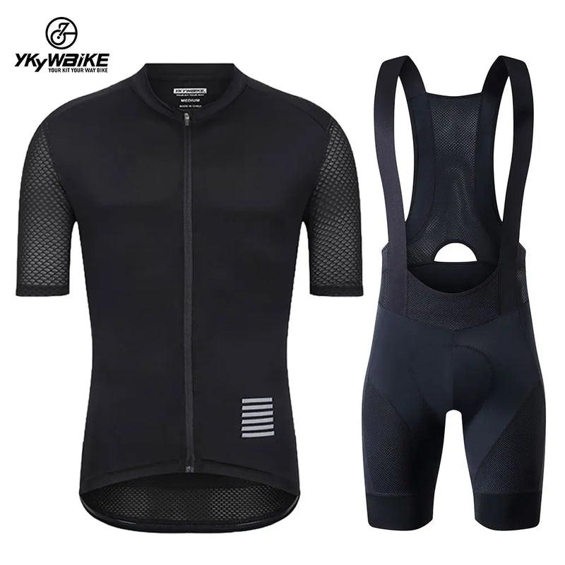 CONJUNTO YKYWBIKE Conjunto Reflexivo de camisa/camiseta manga curta de ciclismo e calção/bermuda/BIB, Ciclismo Jersey Set, MTB Clássico, Bib Shorts Kit, estrada, MTB, vestuário de bicicleta