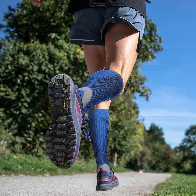 MEIAS LONGA DE COMPRESSÃO para homens e mulheres cuidados médicos e terapêuticos para esportistas, meias, melhor para correr voo viagem ciclismo