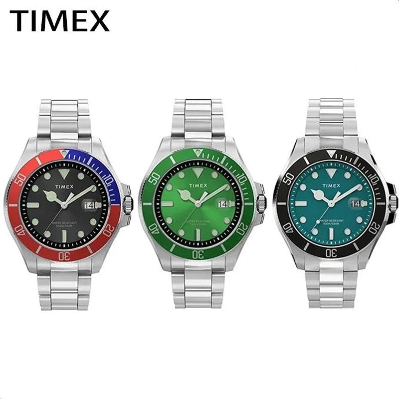 TIMEX AÇO INOXIDÁVEL - Relógio masculino de luxo lazer relógios multifuncionais para homens calendário quartzo tira de aço relógio de pulso