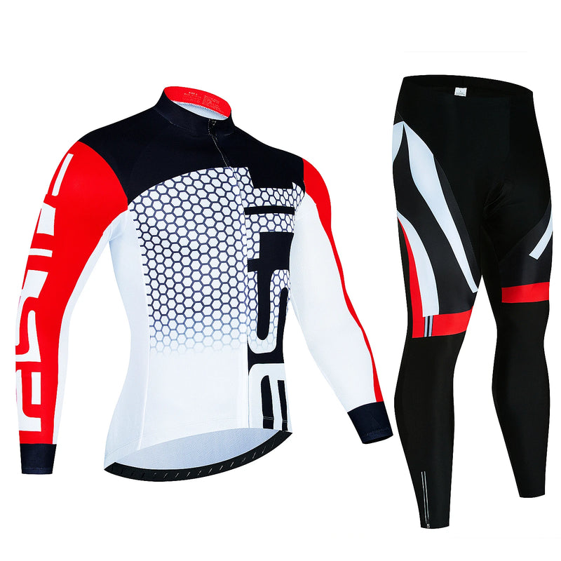 FUALRNY CONJUNTO INVERNO – Conjunto de agasalhos de manga comprida, Camiseta de ciclismo masculinas e feminino, camisa de mangas compridas, roupa de bicicleta, calça respirável, roupa de bicicleta MTB, primavera e outono, pro, jaqueta, bib